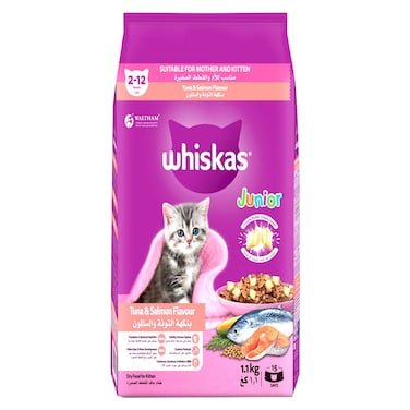 Whiskas Tuna and Salmon Flavour Dry Food for Junior Kitten, 2 to 12 Months, 1.1kg