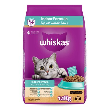 Whiskas Indoor Formula Cat Dry Food, 1.1Kg Bag