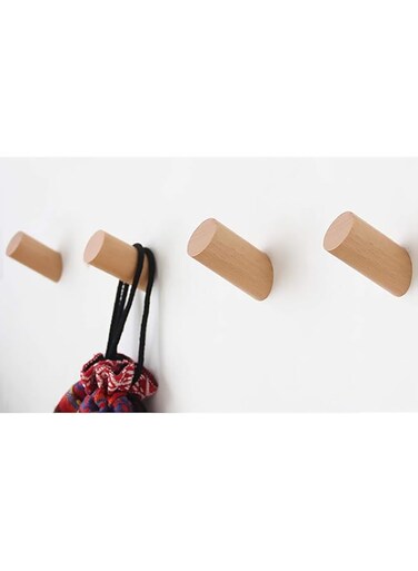 Excefore Wall Hooks, 4 Pack Natural Wood Coat Hooks Wall Mounted, Rustic Wall Coat Rack Hat Hooks Robe Hook Entryway Wall Hangers Heavy Duty Hooks for Hanging Towels, Beech Wood