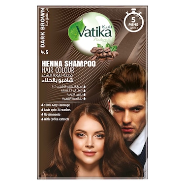 Dabur Vatika Naturals Henna Shampoo Hair Colour 4.5 Dark Brown 20ml