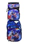 Cartoon Printed Kids School Trolley Backpack Set, 3 Pieces, 16.5 Inch Rolling Bag Lunch Box Pencil Case.Blue Black Super Hero