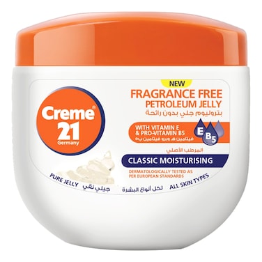 Creme 21 Classic Moisturising Fragrance Free Petroleum Jelly with Vitamin E and Pro-Vitamin B5 300ml