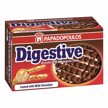 Papadopoulos Digestive Biscuits Coated with Milk Chocolate, 200g