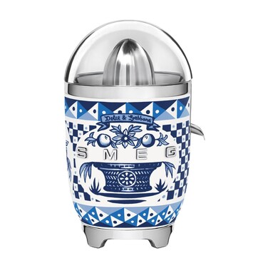Smeg 50's Style Decorated Special Citrus Juicer CJF01DGBUK, 70 W, Blu Mediterraneo
