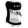Smeg 50&#39;s Style Espresso Coffee Machine with Pump ECF02BLUK, 1350 W, 1.1 L, Black, Stainless Steel and Plastic, 15 Bar