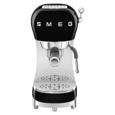 Smeg 50&#39;s Style Espresso Coffee Machine with Pump ECF02BLUK, 1350 W, 1.1 L, Black, Stainless Steel and Plastic, 15 Bar