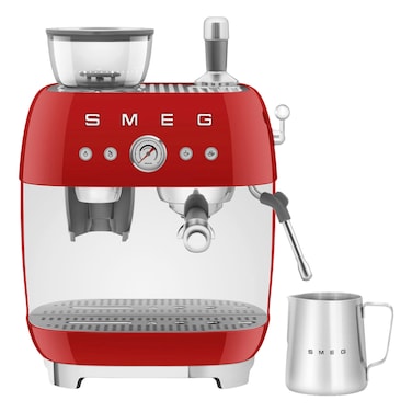 Smeg Espresso Coffee Machine with Pump EGF03RDUK, 1650 W, 2.4 L, Red, Stainless Steel, Drip Tray