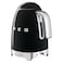 Smeg 50&#39;s Style Variable Temperature Electric Kettle KLF04BLUK, 3000 W, 1.7 L, Black, Stainless Steel, Glossy Finish