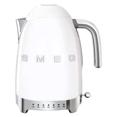 Smeg 50's Style Variable Temperature Electric Kettle KLF04WHUK, 3000 W, 1.7L, White, Stainless Steel, Glossy Finish