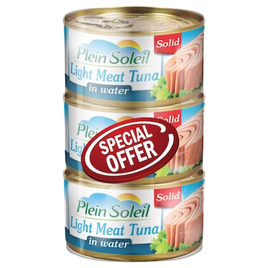 Plein Soleil Light Meat Tuna in Water, 170g Pack of 3