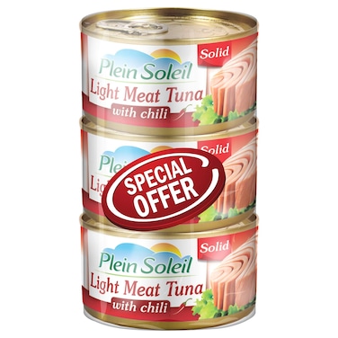 Plein Soleil Light Meat Tuna with Chilli, 170g Pack of 3