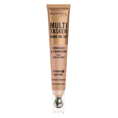 Rimmel London Multi-Tasker Wake Me Up Concealer And Foundation With Cooling Wand, 045 Classic Ivory