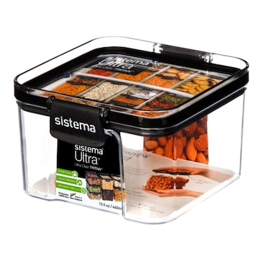 Sistema Ultra Square Shaped Tritan Plastic Jar Clear 460ml