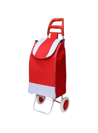 Hardify Foldable Shopping Trolley, Portable Shopping Cart, Grocery Cart, Shopping Cart with Wheels, Lightweight Shopping Bag (Red)