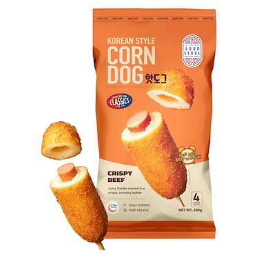 Good Seoul Korean Style Corn Dog Crispy Beef Sticks 80g Pack of 4