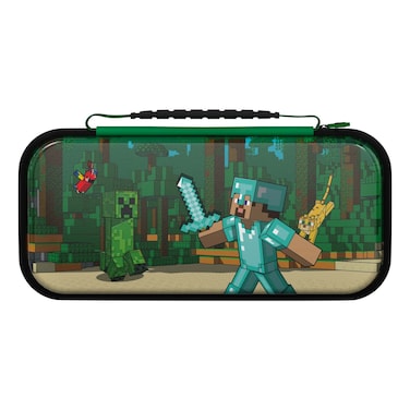 PDP Realmz Travel Case for Nintendo Switch Minecraft Forest Battle Glow in the Dark