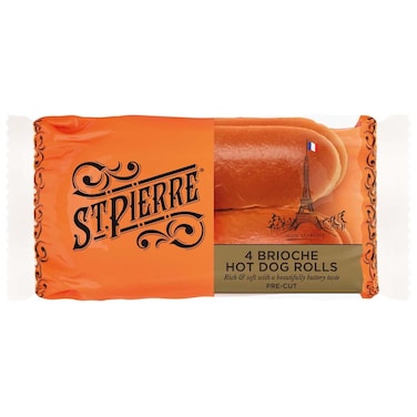 St Pierre Brioche Hot Dog Rolls Pre-Cut, 180g