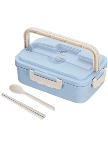 Portable Lunch Box Lunch Bento Box Cutlery Set Microwave Adult Kitchen Supplies (Blue) 313