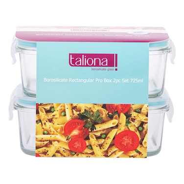 Taliona Borosilicate Rectangular Shaped Pro Glass Box Set 725ml 2 PCS