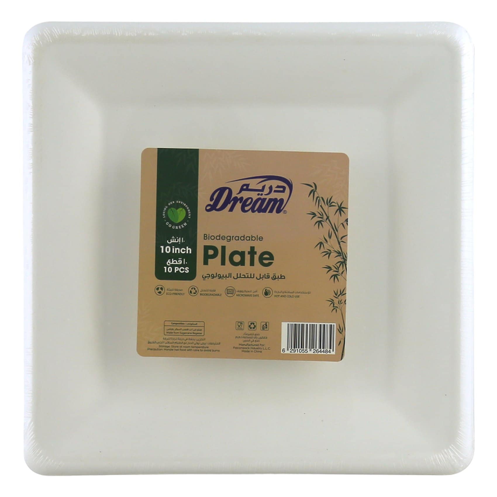 Buy Dream Bagasse Square Shaped Plate 10inch 10 PCS Online | Carrefour UAE