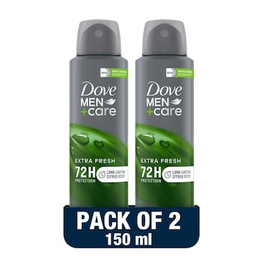 دوف مين+كير بخاخ مزيل عرق ومضاد للتعرق برائحة الحمضيات المنعشة للغاية 150 ملل، حزمة من 2