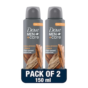 Dove Men+Care  Antiperspirant Deodorant Spray Sandalwood &amp; Amber  150ml Pack of 2