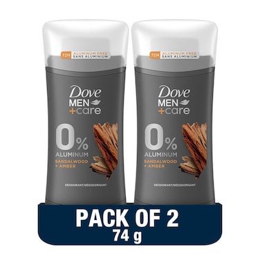 Dove Men+Care  Antiperspirant Deodorant Stick  Sandalwood &amp; Amber 74g Pack of 2