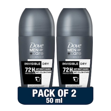 Dove Men+Care  Advanced Antiperspirant Roll-On Deodorant Invisible Dry 50ml Pack of 2