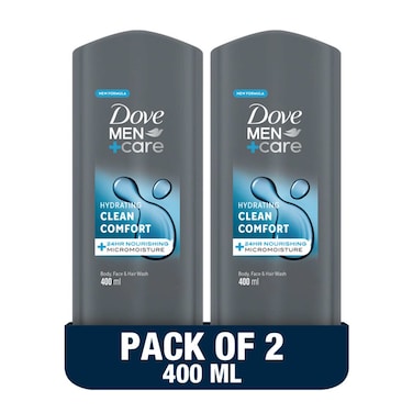 دوف مان + كاير منظف ​​مرطب للرجال برائحة النظافة المريحة 3في 1  400 ملل  حزمة من 2