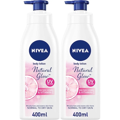 NIVEA Body Lotion Even Tone, Natural Glow Complex & Vitamin C All Skin Types 400ml Pack of 2