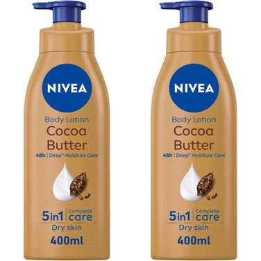 NIVEA Body Lotion Moisturizing Dry Skin, Cocoa Butter Vitamin E 400ml Pack of 2