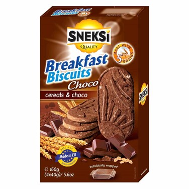 Sneksi Breakfast Biscuits Cereals and Choco 160g