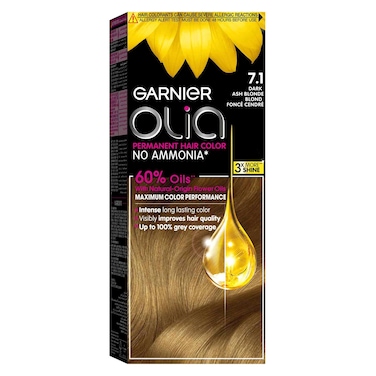 غارنييه أوليا صبغة شعر دائمة خالية من الأمونيا 7.1 أشقر رمادي داكن