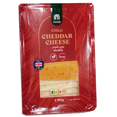 M Food Sliced Cheddar Cheese with Chilli, 160g