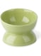 Cat Food Bowl, 16 OZ Ceramic Elevated Cat Dish, 15&deg; Tilted and Raised Pet Water Bowl, Anti Vomiting Protect Pets' Spines and Whisker Fatigue (Green)