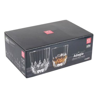 أر سي أر أداجيو طقم أكواب زجاجية  سعة 350 ملل 6 قطع