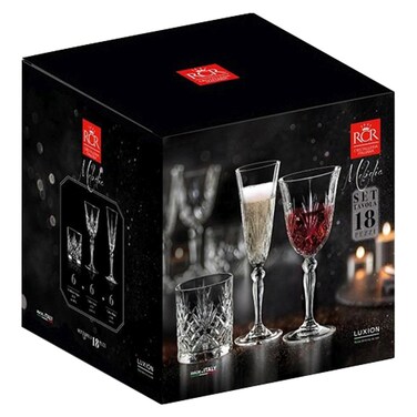 RCR Melodia Glass Drinking Glasses Set 18 PCS