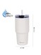 Nessan Double Wall Stainless Steel Travel Mug with Lid and Straw Cream 480ml
