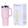 Nessan Double Wall Stainless Steel Travel Mug with Lid and Straw Pink 1200ml