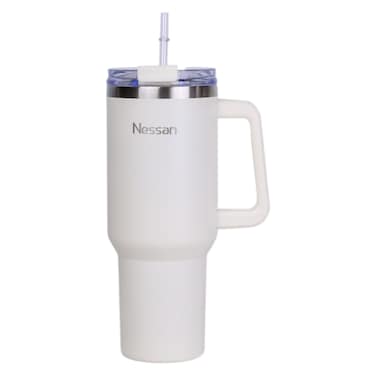 نيسان  كوب السفر من الفولاذ المقاوم للصدأ مع جدار مزدوج مع مصاصة وغطاء كريمي 1200 ملل