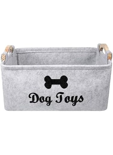 TOMVAES Pet Toy Storage Toy Basket, Outdoor Toys Collapsible Basket, Fabric Storage Basket, Laundry Basket Pet Toy Bin, Grocery Basket Accessories Box Wooden