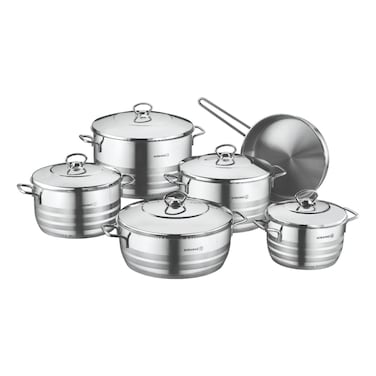 كوركماز أسترا إكس إل طقم أواني الطبخ فضي 11 قطعة