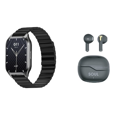 X.Cell G11 Signature Smartwatch Black and Soul16 Truly Wireless Bluetooth In-Ear Earbuds with Charging Case Moonlight