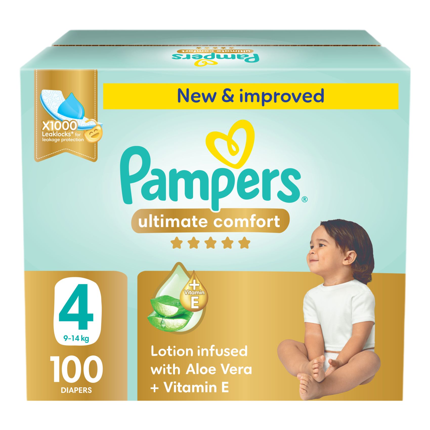 Pampers Ultimate Comfort Diapers with Aloe Vera Plus Vitamin E Size 4 9-14kg 100 Diapers
