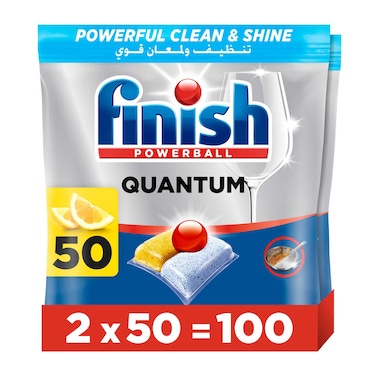 Finish Quantum All in 1 Dishwasher Tablets, Lemon Sparkle Scent, 100 Tabs