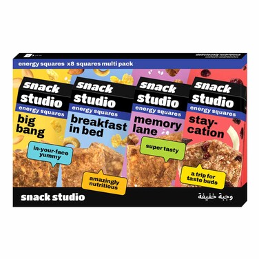 Snack Studio Energy Squares Assorted Snack Bar, 20g Pack of 8