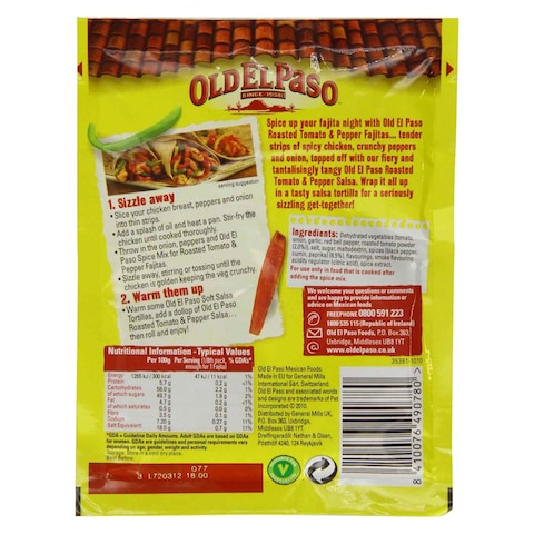 Old El Paso Roasted Tomato And Pepper Fajita Seasoning Mix 30g