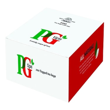 PG Tips One Cup Tea Box 100 Tagged Tea Bags
