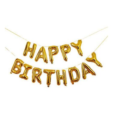 Hootyballoo 'Happy Birthday' Foil Balloon Garland Gold 16inch