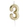 هوتي بالو شمعة تحمل رقم 3 باللون الذهبي